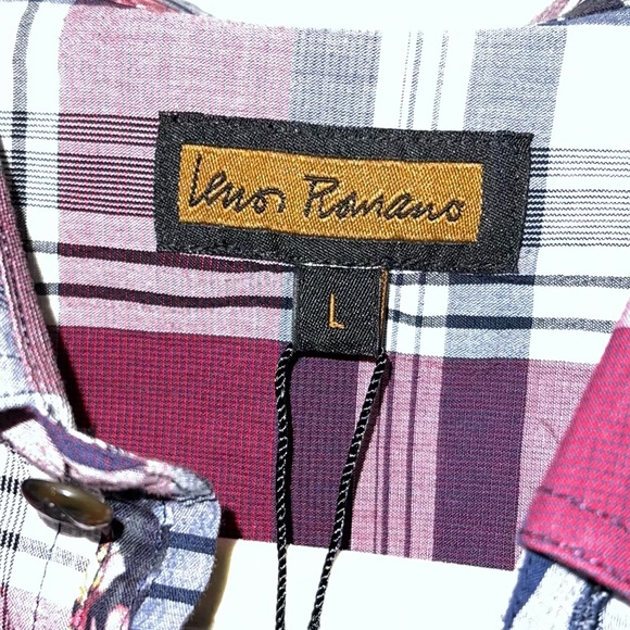 Lenor Ramano Navy Burgundy Plaid Button Down - Picture 4 of 4